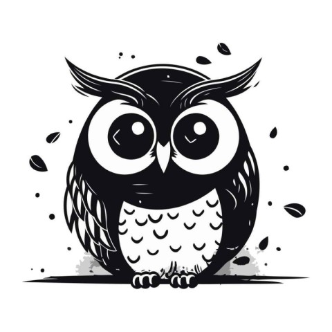 Owl vector illustration in black and white colors isolated on wh