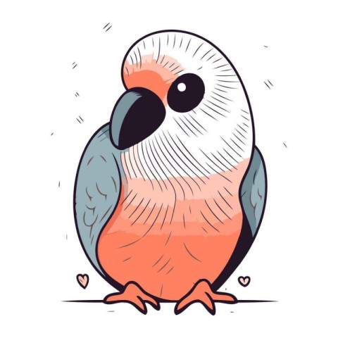 Cute parrot isolated on white background. Hand drawn vector illu