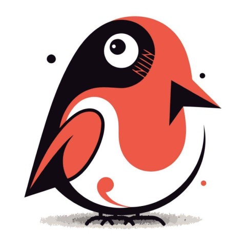 Cute bullfinch on white background. Vector cartoon illustration.