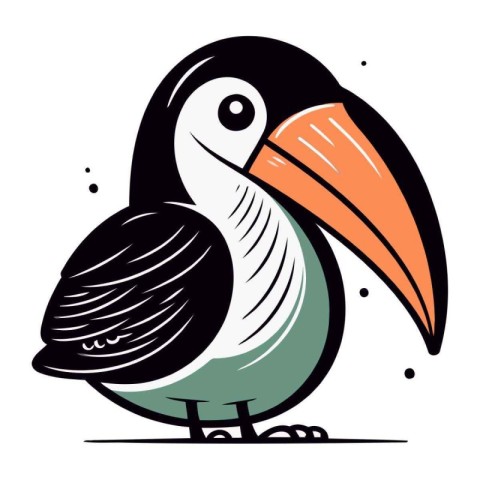 Cute cartoon toucan isolated on a white background. Vector illus