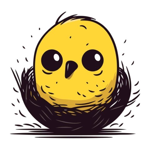 Easter chick in the nest. Vector illustration on white backgroun