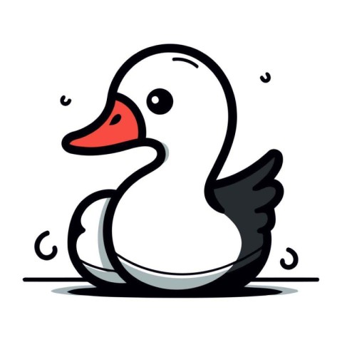 Duck Vector Illustration. Cute Cartoon Duck Vector Illustration