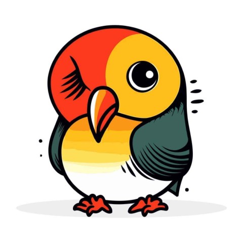 Tropical bird doodle icon. vector color illustration.