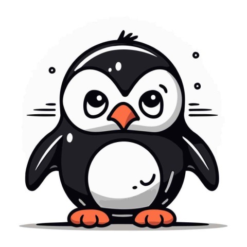 Cute penguin cartoon vector illustration isolated on white backg