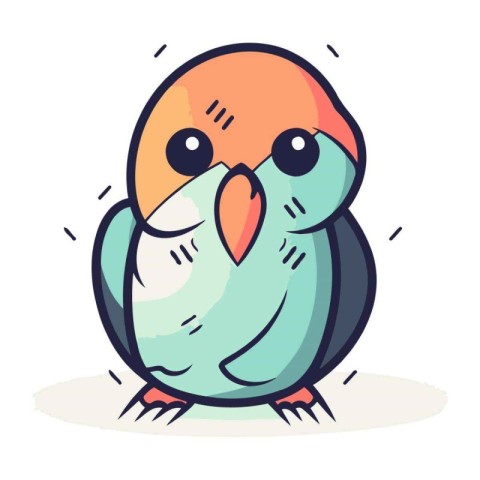 Cute cartoon bird. Vector illustration. Isolated on white backgr