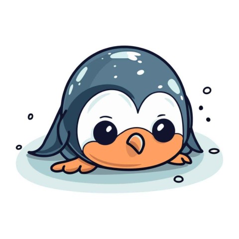 Cute penguin cartoon. Vector illustration isolated on white back