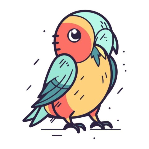 Cute parrot vector illustration. Hand drawn cartoon parrot.