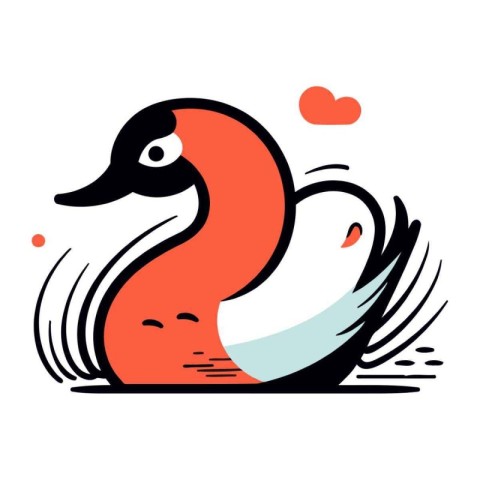 Vector illustration of a swan in love. Hand drawn style.