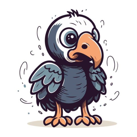 Cute cartoon vulture. Vector illustration isolated on white back