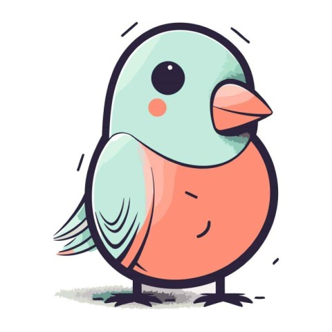 Cute cartoon little bird. Vector illustration isolated on white