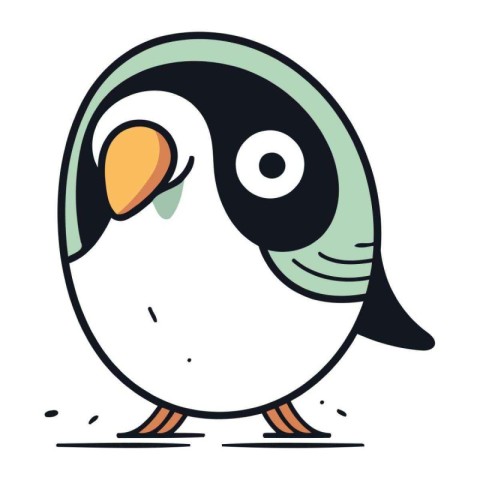 Cute cartoon penguin. Vector illustration isolated on white back