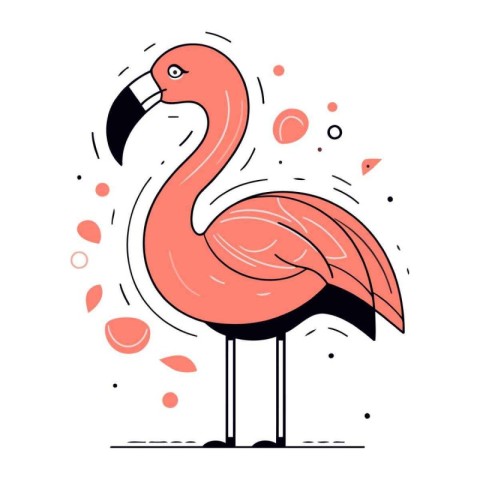 Flamingo vector illustration. Cute flamingo icon in flat style.