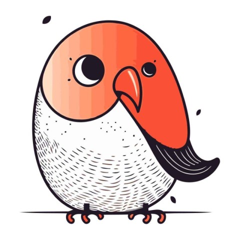 Cute little bird with big eyes. Hand drawn vector illustration.