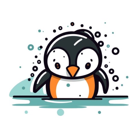 Cute penguin. Vector illustration in cartoon style on white back