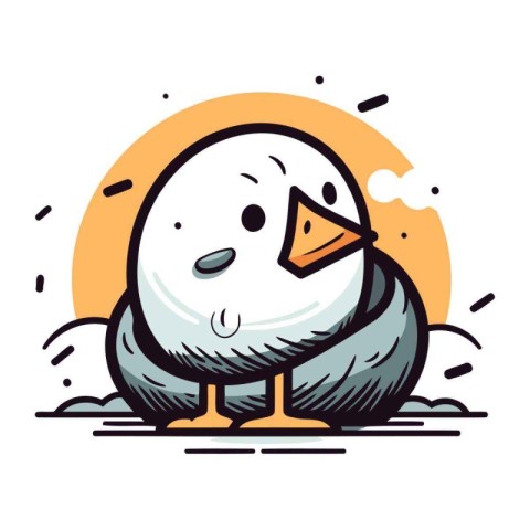 Vector illustration of cute cartoon snow goose. Isolated on whit