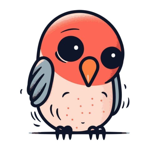 Cute cartoon bird. Vector illustration isolated on a white backg