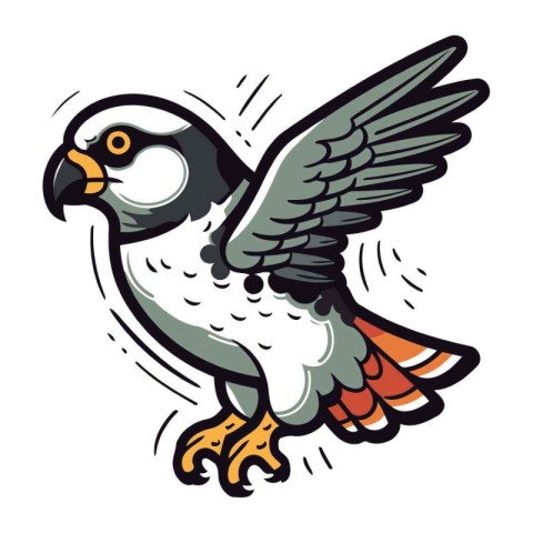 Illustration of an eagle mascot with wings spread viewed from si