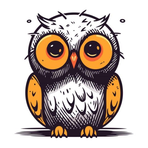 Owl. Hand drawn vector illustration isolated on a white backgrou