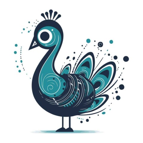 Beautiful peacock on a white background. Vector illustration for