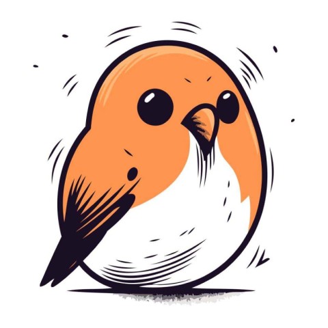 Cute cartoon bird. Hand drawn vector illustration isolated on wh