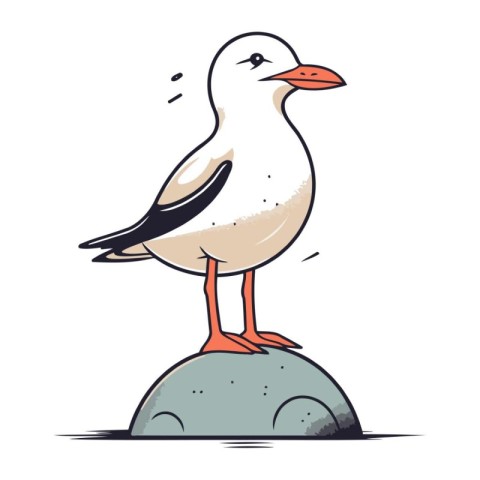 Cartoon seagull. Vector illustration on a white background.