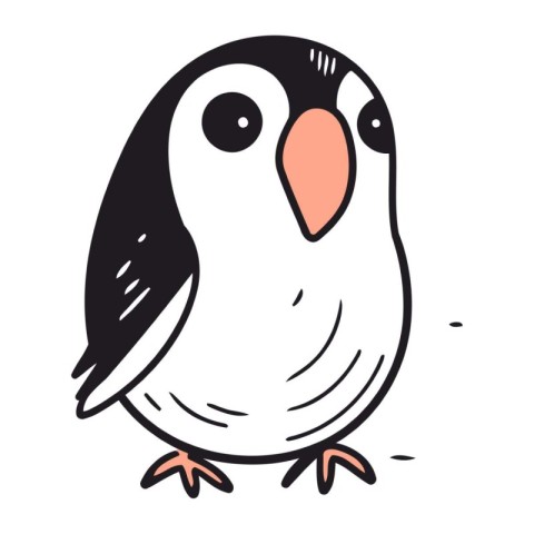 Cute cartoon penguin. Vector illustration in doodle style.