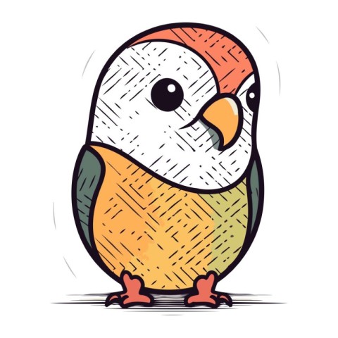 Cute cartoon parrot. Vector illustration isolated on white backg