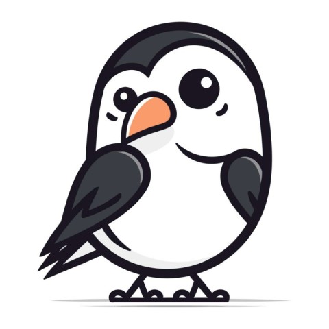 Cute cartoon penguin. Vector illustration. Isolated on white bac