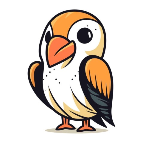 Cute cartoon parrot isolated on white background. Vector illustr