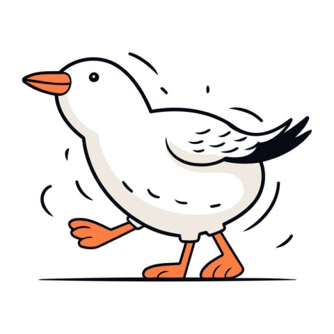 Vector illustration of a cute cartoon seagull. Isolated on white