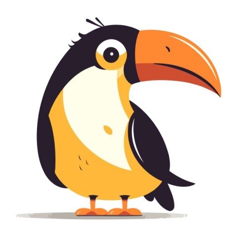 Cute cartoon toucan isolated on white background. Vector illustr