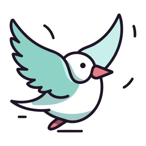 Vector illustration of a flying bird. Cute cartoon doodle bird.