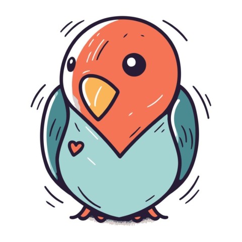 Cute cartoon parrot. Vector illustration. Hand drawn style.