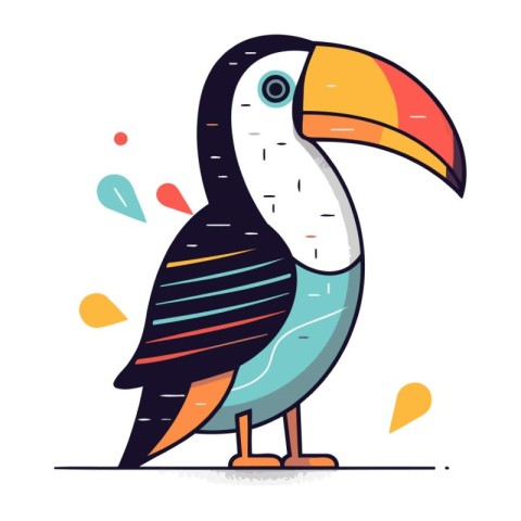 Toucan. Colorful vector illustration in flat cartoon style.