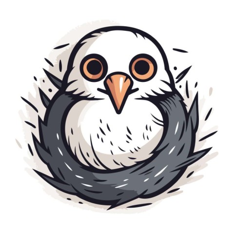 Owl in the nest. Vector illustration on a white background.