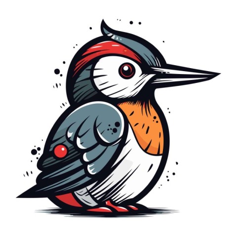 Vector image of a woodpecker on a white background. Cartoon styl