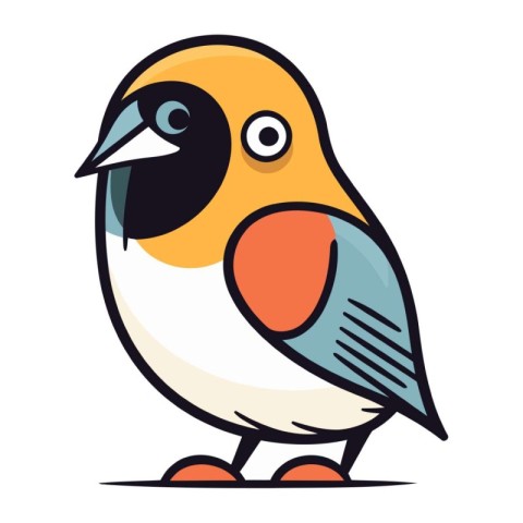 Vector illustration of a cute little bullfinch in cartoon style.