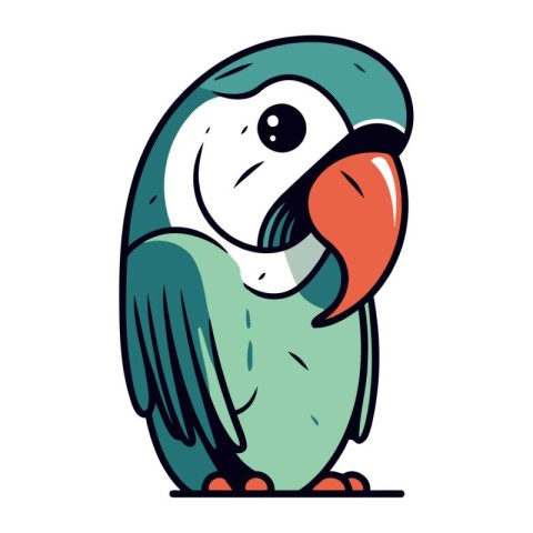 Cute cartoon parrot. Vector illustration isolated on white backg