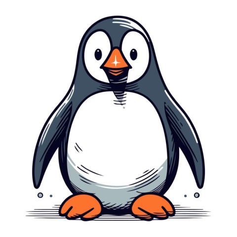 Penguin. Cute cartoon penguin. Vector illustration.