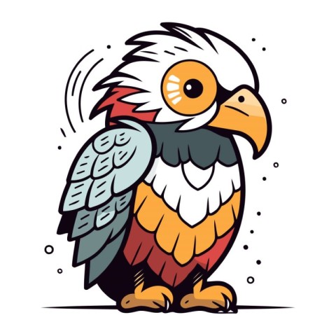 Cute cartoon eagle. Vector illustration isolated on a white back