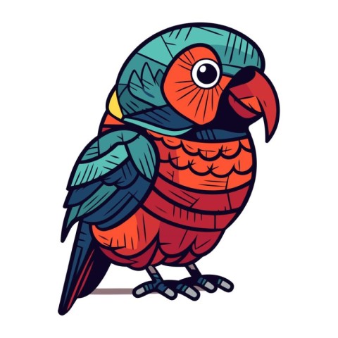 Colorful parrot isolated on a white background. Vector illustrat