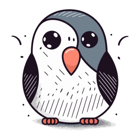 Penguin vector illustration. Cute cartoon penguin character.