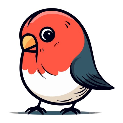 Illustration of a cute red bird isolated on a white background.