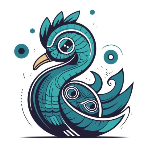 Cute peacock. Hand drawn vector illustration for your design.