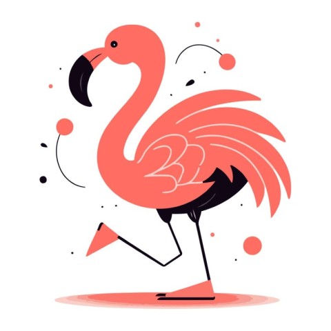 Flamingo. Vector illustration in flat style. Isolated on white b