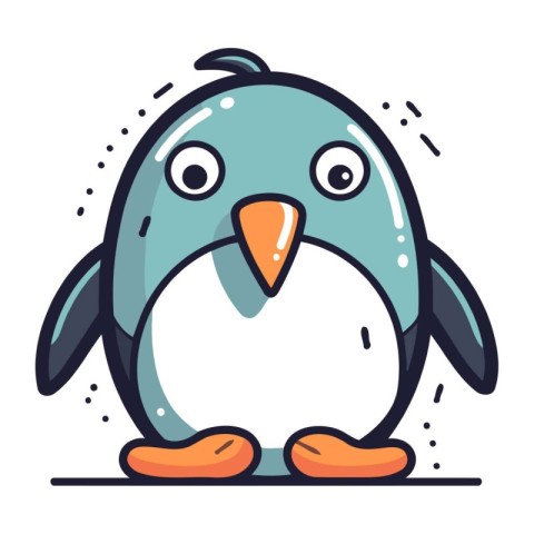 Cute penguin. Vector illustration. Isolated on white background.