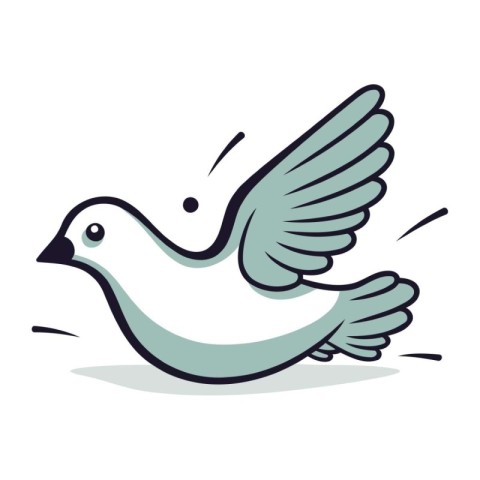 Dove flying with wings. Vector illustration isolated on white ba