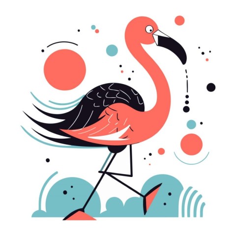 Flamingo. Vector illustration in a flat style on a white backgro