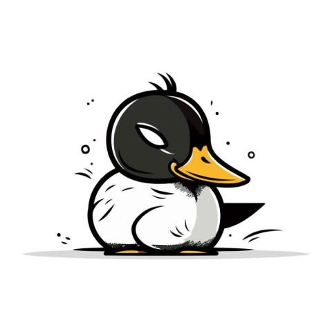 Cute cartoon duck isolated on a white background. Vector illustr