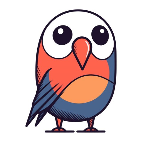 Cute cartoon parrot. Vector illustration. Isolated on white back